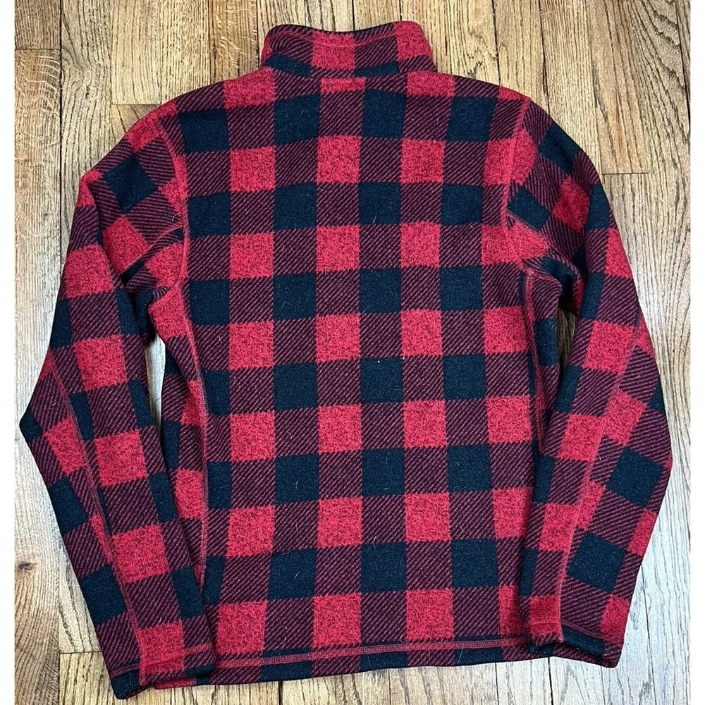 The North Face Gordon Lyons Fleece‎ 1/4 Zip Pullover Jacket Red Plaid Sz Small